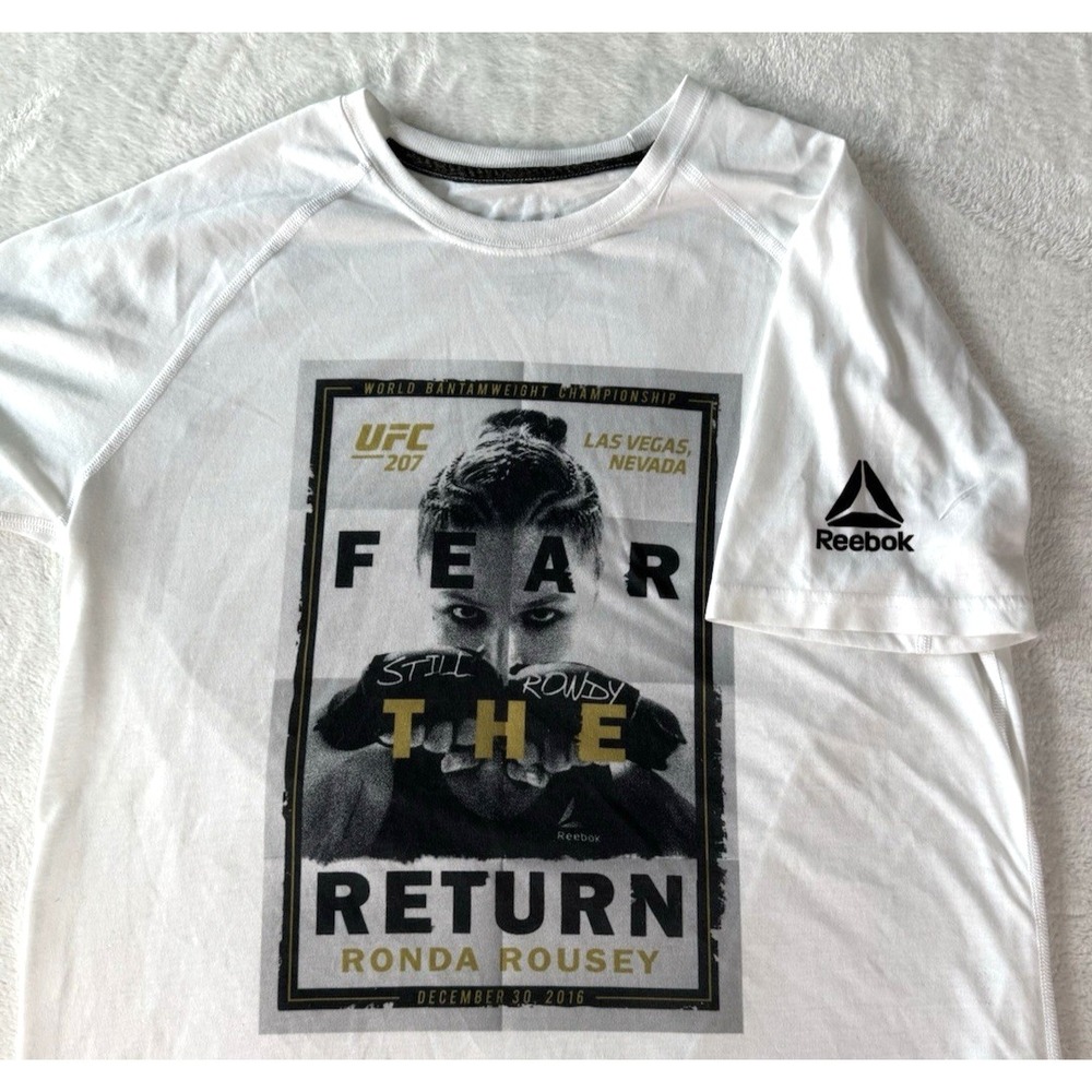 Ronda Rousey  MMA Reebok White Large Rhonda Rousey Tee T‎ Shirt Fear the Return
